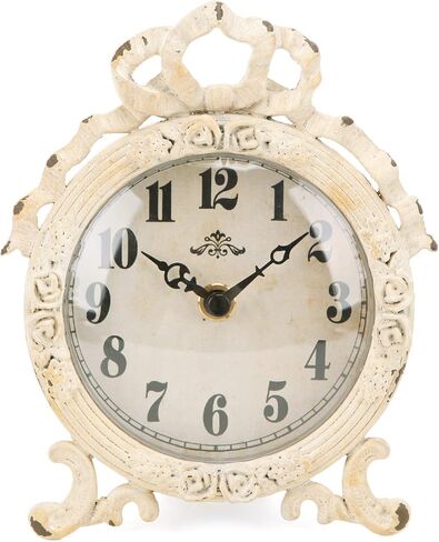 NIKKY HOME Small Table Clock Silent Non-Ticking, Shelf Desk Top Clock Battery Operated Vintage Rustic Design, Chic Home Decor for Fireplace Mantel, Desktop, Countertop, Beige in Saudi Arabia