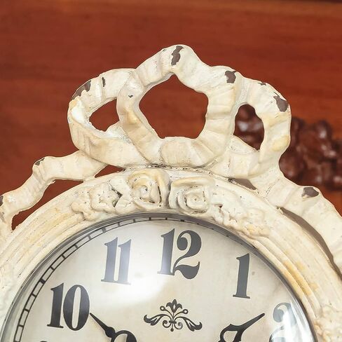 NIKKY HOME Small Table Clock Silent Non-Ticking, Shelf Desk Top Clock Battery Operated Vintage Rustic Design, Chic Home Decor for Fireplace Mantel, Desktop, Countertop, Beige in Saudi Arabia
