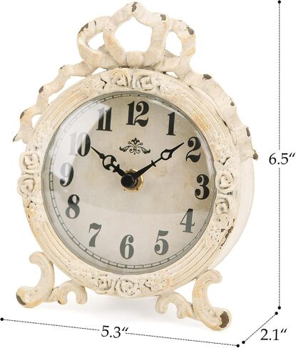 NIKKY HOME Small Table Clock Silent Non-Ticking, Shelf Desk Top Clock Battery Operated Vintage Rustic Design, Chic Home Decor for Fireplace Mantel, Desktop, Countertop, Beige in Saudi Arabia