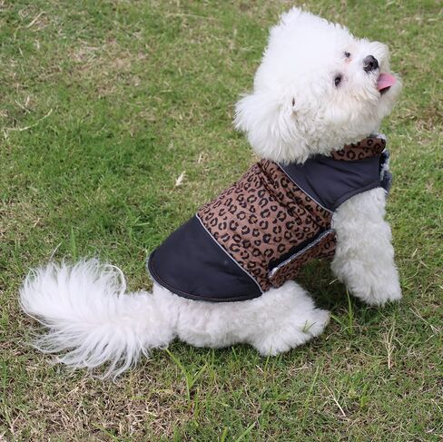 JoyDaog Fleece Lined Warm Dog Jacket for Winter Outdoor Waterproof Reflective Large Dog Coat,Leopard Print XL in Kuwait