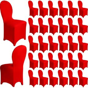 Moukeren Spandex Folding Chair Covers Stretch Chair Slipcovers Polyester Fitted Seat Covers for Wedding, Banquet, Celebration, Holidays,Dining Room, Living Room(White,12 Pcs)