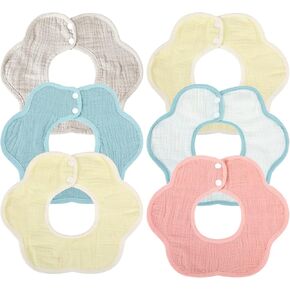 JULBEAR Muslin Bibs Baby Bandana Bibs for 0-6 Months Baby Girls Baby Boys Drools 360°Rotate Adjustable Burp Cloths with Snaps in Kuwait