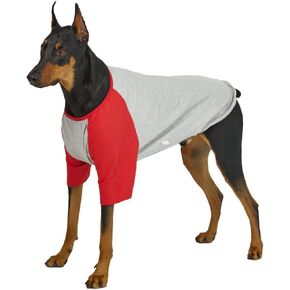 Dog Shirt for Small and Large Dogs Raglan Cotton T-Shirts Soft Breathable Dog Shirts pet Clothes Gray Series (4X-Large, Gray/Red)