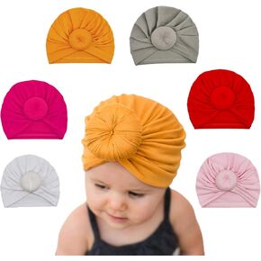 6 pcs Baby Turban Head Wraps Knotted Toddler Hat Newborn Hats for Girls 0-36 Months in Saudi Arabia