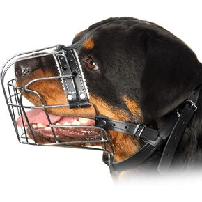 Metal Muzzles for Dog Rottweiler №1 Wire Basket Adjustable Leather Straps Leather Adjustable Circumference is 9.8-14.1 in Length 2.7 * 3.5 in