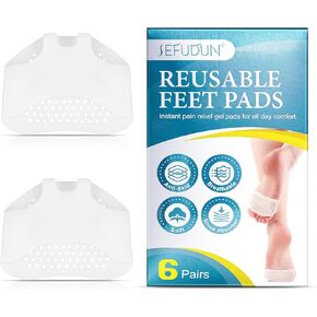 وسائد مشط القدم من Valleylux، وسادات قدم كروية هلامية (6 أزواج)، وسائد كرة القدم قابلة لإعادة الاستخدام، وفواصل لأصابع القدم، ناعمة ومسامية، فكرة لعلاج مسامير القدم والأورام والذرة وآلام القدم - مناسبة للكعب والأحذية in Kuwait