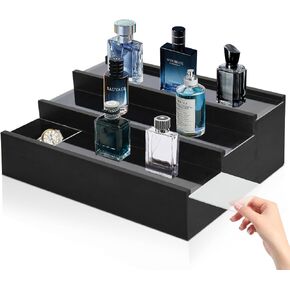 Wood Cologne Organizer for Men - 3 Tier Cologne Stand Perfume Organizer with 3 Hidden Compartments,Perfume Display Holder for Cologne,Mens Organizer Station for Dresser,Beside,Night Stand-Men’s Gift