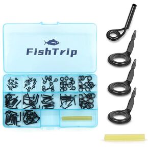 FishTrip Micro Fishing Rod Guides, Ceramic Ring Repair Kit for Rods | 26/130Pcs Stainless Steel Rod Tip Repair Replacement kit Micro Guide Tip Repair Kit Baitcasting Rods Saltwater Freshwater in Kuwait