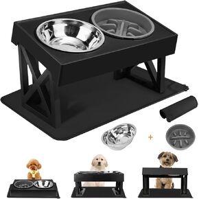Hersance Elevated Dog Bowls, 3-in-1 Adjustable Stand for Small & Medium Dogs, Made of Thickened ABS, Promotes Good Posture, Reduces Bloating in Kuwait