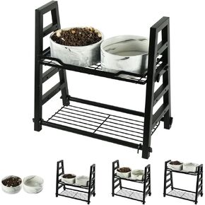 Elevated Dog Bowls Adjusts to 4 Heights 4'', 7", 10", 13", Ceramic Dog Feeder with Adjustable Metal Non-Slip Stand, 42 OZ Large Raised Pet Feeders Holder for Food & Water, Blue Grey