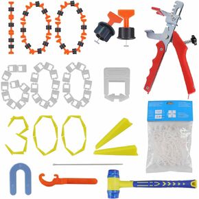 ماكس مان نظام بلاط مع كماشة ومطرقة مطاطية، 1000 قطعة من مشابك الحشية 200 قطعة قابلة لاعادة الاستخدام، مجموعة ادوات فرد لتركيب الحجر (حشية 1/16 انش) in Kuwait