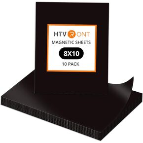 أوراق مغناطيسية HTVRONT مع دعامة لاصقة - 10 عبوات 8 × 10 أوراق مغناطيسية مع مادة لاصقة، سهلة القطع أوراق مغناطيسية مرنة لاصقة لتخزين القوالب والحرف اليدوية والصور