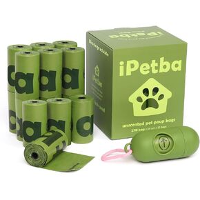 iPetba Extra Thick Dog Poop Bags Biodegradable Leak Proof With Dispenser, Unscented Environmentally Friendly Doggie Bags for Poop Waste Refuse Cleanup 18 rolls 270 Count 13 Inch x 9 Inch in Kuwait