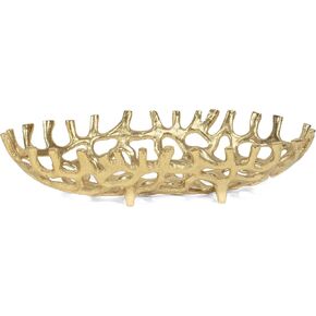 صينية قطعة مركزية كبيرة من شركة ريد كو، مقاس 35.56 سم × 35.56 سم، بيضاوية الشكل من الألومنيوم الذهبي على شكل فرع شعاب مرجانية in Kuwait