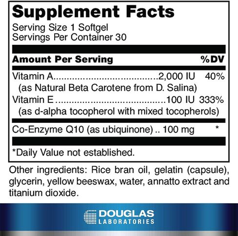 Douglas Laboratories Coenzyme Q10 Plus Vitamin A & E | Supports Energy Production and Proper Functioning of Cells | 30 Softgels in Saudi Arabia