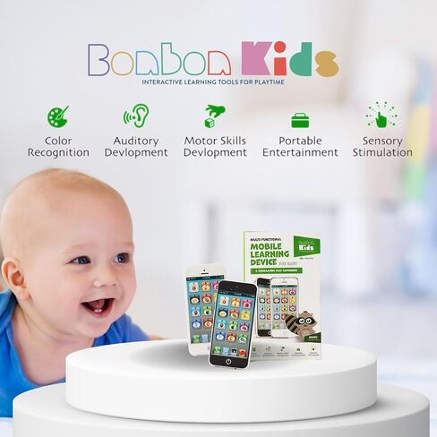 BonBon Kids Play Toy Phone Mobile Playmate Phone - لعبة تعلم اللعب الهاتف الخلوي مع 8 أوضاع موسيقى وأضواء مبهرة للأطفال الصغار والرضع (اللون: أبيض) in Saudi Arabia