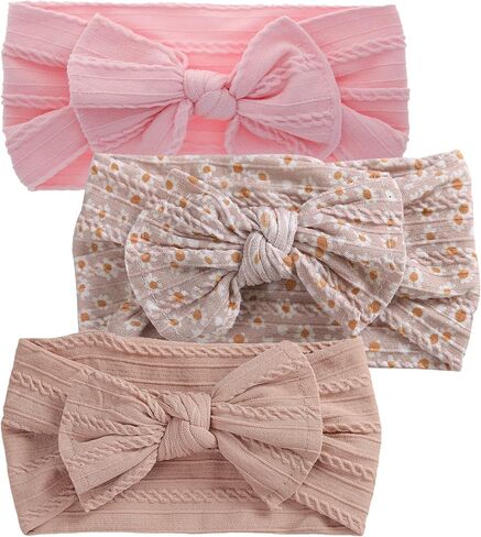 Baby Girl Bow Flora Headband Elastic Hair Turban for Newborn Infant Toddler in Saudi Arabia