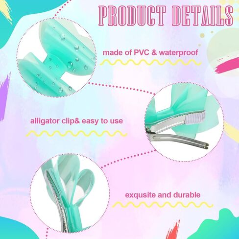 8 Pairs Waterproof Jelly Hair Bows PVC Swim Pool Bow Clips Multi Colored Kids Bows Solid Hair Clips Summer Pool Hair Accessories for Toddler Baby Infants Kids Girls Teens Children, 2 Inch, 8 Colors in Saudi Arabia