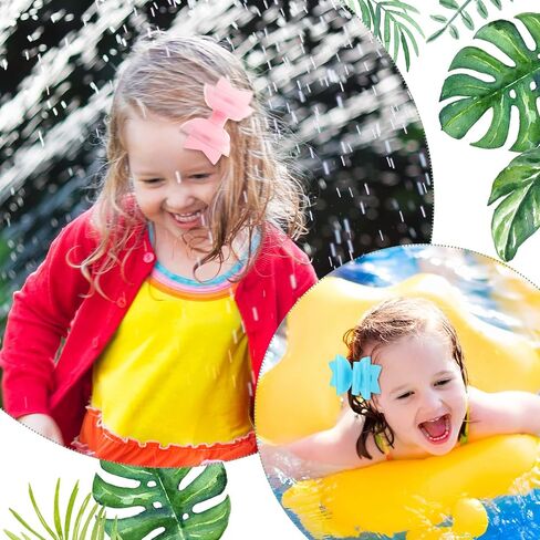 8 Pairs Waterproof Jelly Hair Bows PVC Swim Pool Bow Clips Multi Colored Kids Bows Solid Hair Clips Summer Pool Hair Accessories for Toddler Baby Infants Kids Girls Teens Children, 2 Inch, 8 Colors in Saudi Arabia