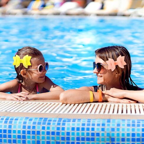 8 Pairs Waterproof Jelly Hair Bows PVC Swim Pool Bow Clips Multi Colored Kids Bows Solid Hair Clips Summer Pool Hair Accessories for Toddler Baby Infants Kids Girls Teens Children, 2 Inch, 8 Colors in Saudi Arabia