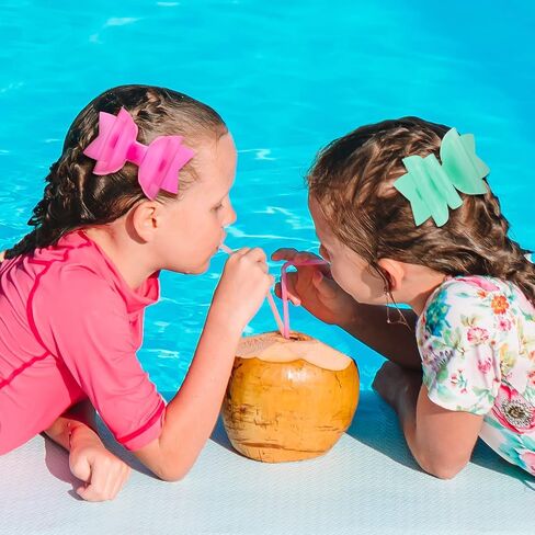 8 Pairs Waterproof Jelly Hair Bows PVC Swim Pool Bow Clips Multi Colored Kids Bows Solid Hair Clips Summer Pool Hair Accessories for Toddler Baby Infants Kids Girls Teens Children, 2 Inch, 8 Colors in Saudi Arabia