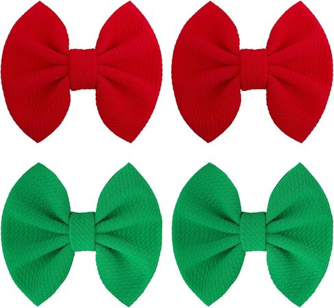 YanJie 4.5 "مشابك شعر عيد الميلاد للأطفال، دبابيس شعر حمراء للأطفال، دبابيس شعر تمساح، مشابك أقواس مصنوعة يدويًا، إكسسوارات شعر للأطفال الصغار والبنات والرضع والأطفال الصغار in Kuwait