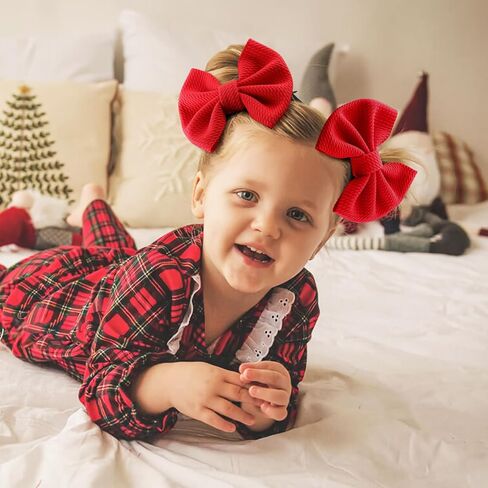 YanJie 4.5 "مشابك شعر عيد الميلاد للأطفال، دبابيس شعر حمراء للأطفال، دبابيس شعر تمساح، مشابك أقواس مصنوعة يدويًا، إكسسوارات شعر للأطفال الصغار والبنات والرضع والأطفال الصغار in Kuwait