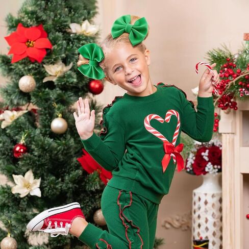 YanJie 4.5 "مشابك شعر عيد الميلاد للأطفال، دبابيس شعر حمراء للأطفال، دبابيس شعر تمساح، مشابك أقواس مصنوعة يدويًا، إكسسوارات شعر للأطفال الصغار والبنات والرضع والأطفال الصغار in Kuwait