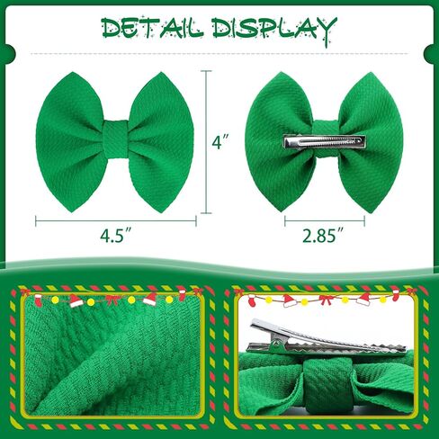 YanJie 4.5 "مشابك شعر عيد الميلاد للأطفال، دبابيس شعر حمراء للأطفال، دبابيس شعر تمساح، مشابك أقواس مصنوعة يدويًا، إكسسوارات شعر للأطفال الصغار والبنات والرضع والأطفال الصغار in Kuwait