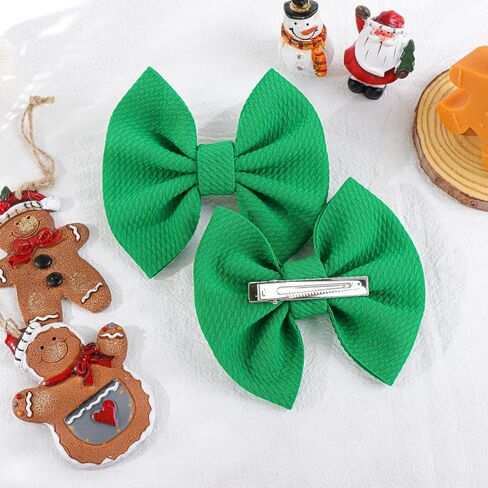 YanJie 4.5 "مشابك شعر عيد الميلاد للأطفال، دبابيس شعر حمراء للأطفال، دبابيس شعر تمساح، مشابك أقواس مصنوعة يدويًا، إكسسوارات شعر للأطفال الصغار والبنات والرضع والأطفال الصغار in Kuwait