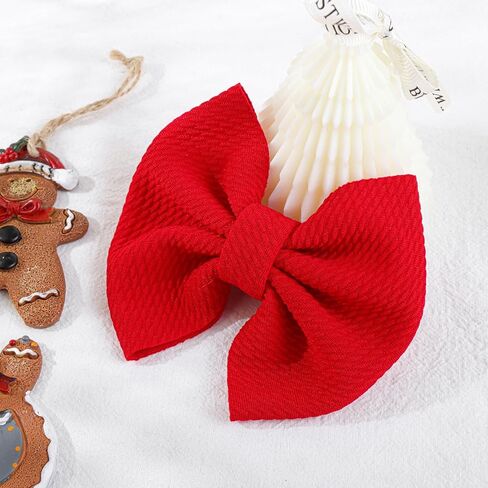 YanJie 4.5 "مشابك شعر عيد الميلاد للأطفال، دبابيس شعر حمراء للأطفال، دبابيس شعر تمساح، مشابك أقواس مصنوعة يدويًا، إكسسوارات شعر للأطفال الصغار والبنات والرضع والأطفال الصغار in Kuwait