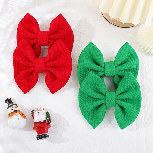 YanJie 4.5 "مشابك شعر عيد الميلاد للأطفال، دبابيس شعر حمراء للأطفال، دبابيس شعر تمساح، مشابك أقواس مصنوعة يدويًا، إكسسوارات شعر للأطفال الصغار والبنات والرضع والأطفال الصغار in Kuwait