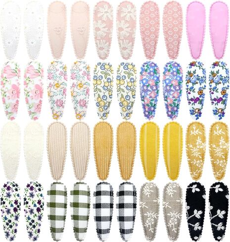 سيناسي 40 قطعة 20 لون في أزواج من القماش المخطط، مشابك شعر مبطنة وغير قابلة للانزلاق، مشابك شعر صغيرة لطيفة وناعمة ورفيعة، اكسسوارات للبنات الصغار والمراهقين in Kuwait