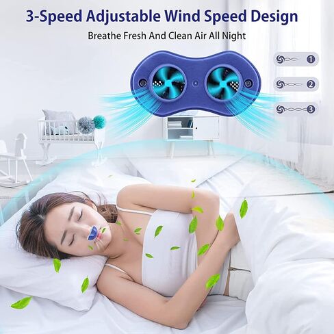 Electronic Anti Snoring Devices[New Experience]Variable Speed Anti Snoring Devices with 3 Adjustable Wind Speed for Sleeping Breath Aids,Air Purifier Filter (White) (Purple) in Kuwait