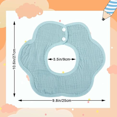 JULBEAR Muslin Bibs Baby Bandana Bibs for 0-6 Months Baby Girls Baby Boys Drools 360°Rotate Adjustable Burp Cloths with Snaps in Kuwait