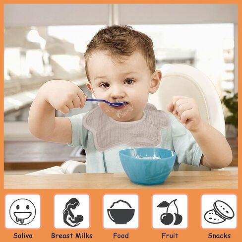 JULBEAR Muslin Bibs Baby Bandana Bibs for 0-6 Months Baby Girls Baby Boys Drools 360°Rotate Adjustable Burp Cloths with Snaps in Kuwait