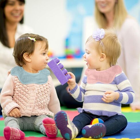 JULBEAR Muslin Bibs Baby Bandana Bibs for 0-6 Months Baby Girls Baby Boys Drools 360°Rotate Adjustable Burp Cloths with Snaps in Kuwait