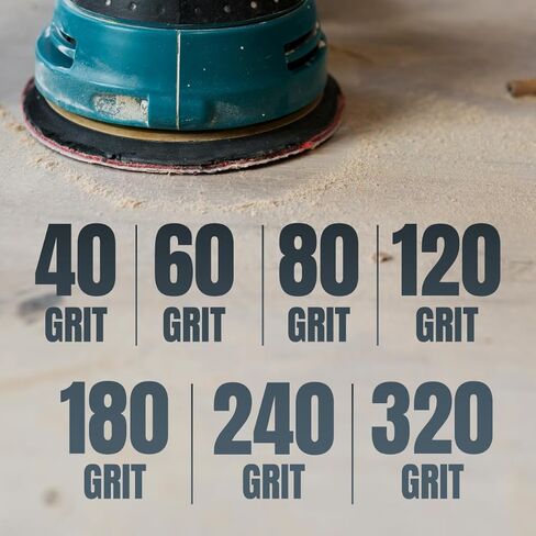 POWERTEC 45201, 105PK, 6 Inch 6 Hole Hook and Loop Sanding Discs, Assorted Grits 40, 60, 80, 120, 180, 240, 320, Sandpaper for Random Orbital Sander, Air Sander, Pneumatic Sander, Dual Action Sander in Saudi Arabia