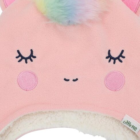 Pink Unicorn Infant/Toddler Fleece Pilot Cap and Mittens Set-4T in Kuwait