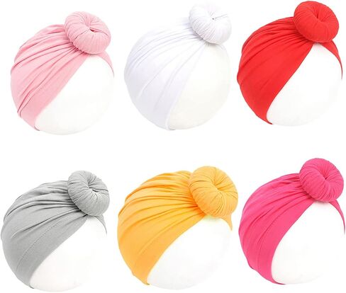 6 pcs Baby Turban Head Wraps Knotted Toddler Hat Newborn Hats for Girls 0-36 Months in Saudi Arabia