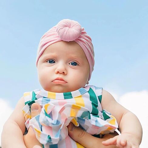 6 pcs Baby Turban Head Wraps Knotted Toddler Hat Newborn Hats for Girls 0-36 Months in Saudi Arabia