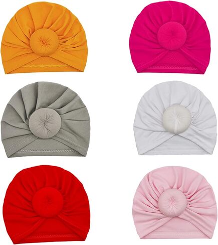 6 pcs Baby Turban Head Wraps Knotted Toddler Hat Newborn Hats for Girls 0-36 Months in Saudi Arabia