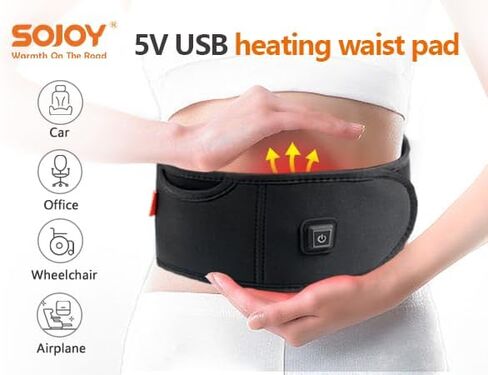 وسادة تسخين Sojoy USB للسفر، وسادة تسخين سريعة تستخدم للظهر والكتف والساق وتشنجات البطن، وسادة تسخين محمولة مع 3 مستويات تسخين للسفر والعمل والمنزل (البطارية غير متضمنة) in Kuwait