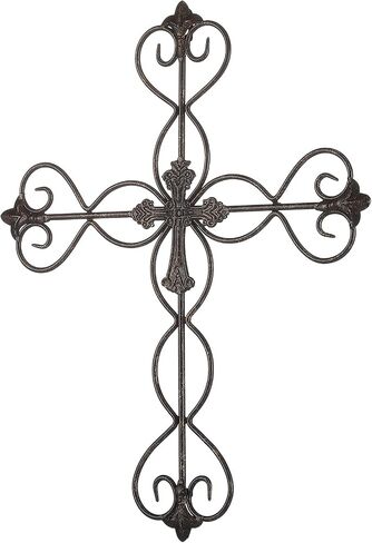 Retrome Metal Fleur De Lis Layered Cross Wall Decor Art for Home, 14" H… in Saudi Arabia