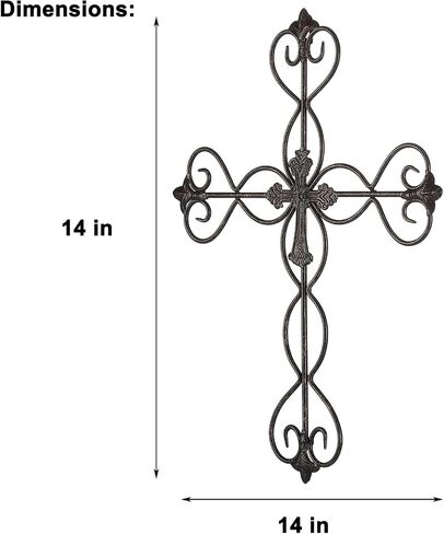 Retrome Metal Fleur De Lis Layered Cross Wall Decor Art for Home, 14" H… in Saudi Arabia