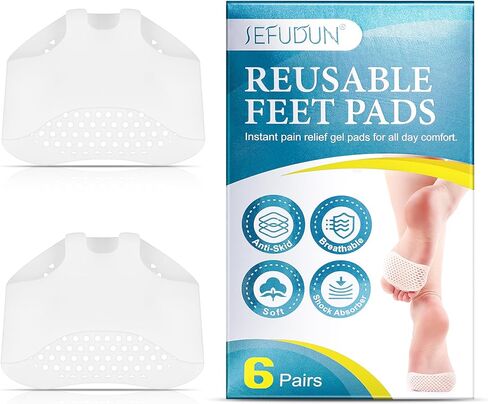 وسائد مشط القدم من Valleylux، وسادات قدم كروية هلامية (6 أزواج)، وسائد كرة القدم قابلة لإعادة الاستخدام، وفواصل لأصابع القدم، ناعمة ومسامية، فكرة لعلاج مسامير القدم والأورام والذرة وآلام القدم - مناسبة للكعب والأحذية in Kuwait