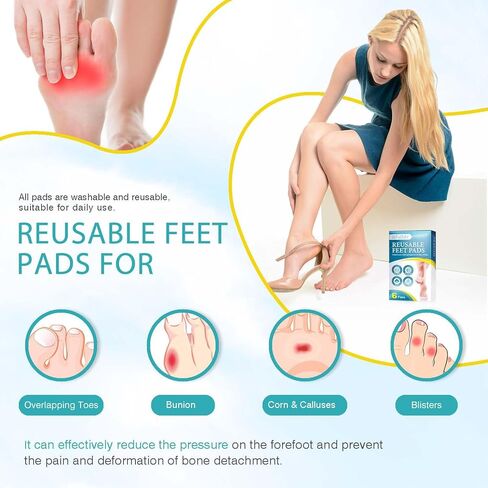 وسائد مشط القدم من Valleylux، وسادات قدم كروية هلامية (6 أزواج)، وسائد كرة القدم قابلة لإعادة الاستخدام، وفواصل لأصابع القدم، ناعمة ومسامية، فكرة لعلاج مسامير القدم والأورام والذرة وآلام القدم - مناسبة للكعب والأحذية in Kuwait