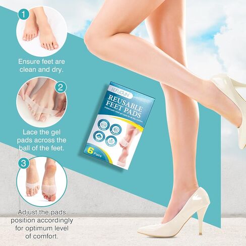 وسائد مشط القدم من Valleylux، وسادات قدم كروية هلامية (6 أزواج)، وسائد كرة القدم قابلة لإعادة الاستخدام، وفواصل لأصابع القدم، ناعمة ومسامية، فكرة لعلاج مسامير القدم والأورام والذرة وآلام القدم - مناسبة للكعب والأحذية in Kuwait