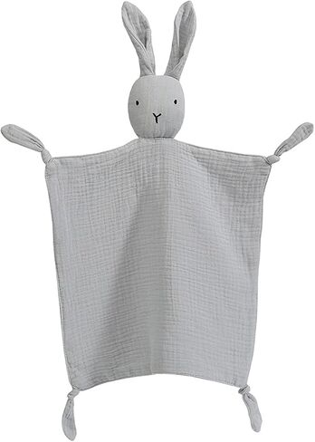 ZIGJOY Muslin Bunny Lovey, Lightweight Cotton Security Blanket, Khaki | Soft, lightweight and easy for little hands to grasp, cuddle and carry at home or on the go. in Saudi Arabia