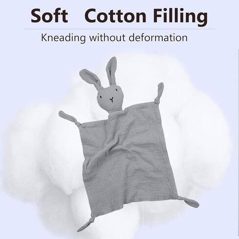 ZIGJOY Muslin Bunny Lovey, Lightweight Cotton Security Blanket, Khaki | Soft, lightweight and easy for little hands to grasp, cuddle and carry at home or on the go. in Saudi Arabia